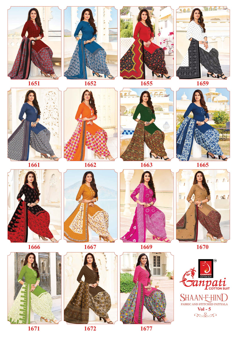 Ganpati Shaan E Hind Vol 5 Pure Cotton With Printed Work Stylish Designer Casual Wear Salwar Suit