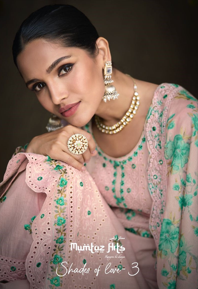 Mumtaz Arts Shades Of Beauty Vol 3 Lawn Lucknowi Embroidery Shifli Fancy Work Daman Fancy Designer Salwar Suit