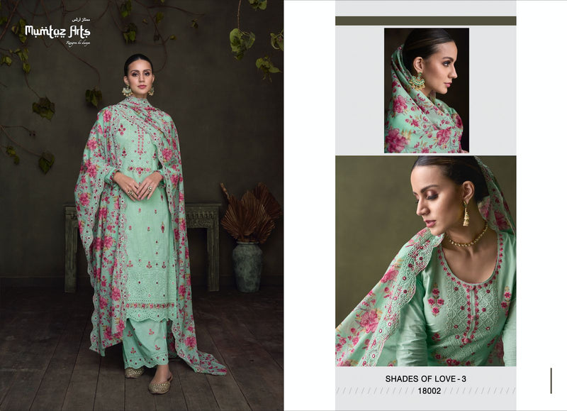 Mumtaz Arts Shades Of Beauty Vol 3 Lawn Lucknowi Embroidery Shifli Fancy Work Daman Fancy Designer Salwar Suit