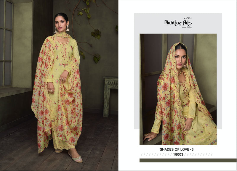 Mumtaz Arts Shades Of Beauty Vol 3 Lawn Lucknowi Embroidery Shifli Fancy Work Daman Fancy Designer Salwar Suit