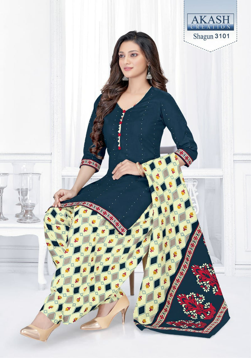 Akash Creation Shagun Vol 31 Cotton Printed Patiyala Style Daily Wear Salwar Kameez