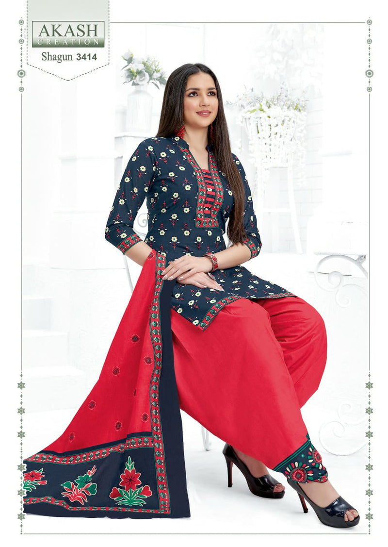 Akash Creation Shagun Vol 34 Pure Cotton With Fancy Work Stylish Designer Casual Look Salwar Kameez