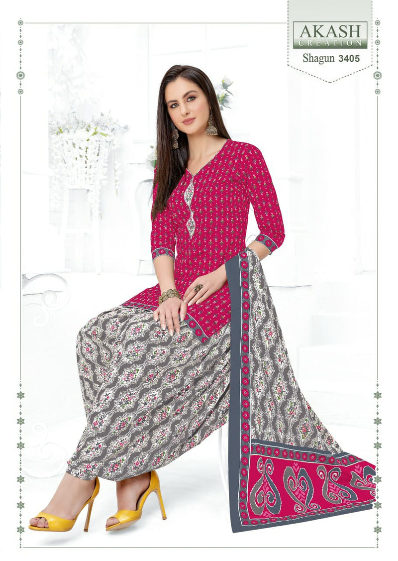 Akash Creation Shagun Vol 34 Pure Cotton With Fancy Work Stylish Designer Casual Look Salwar Kameez