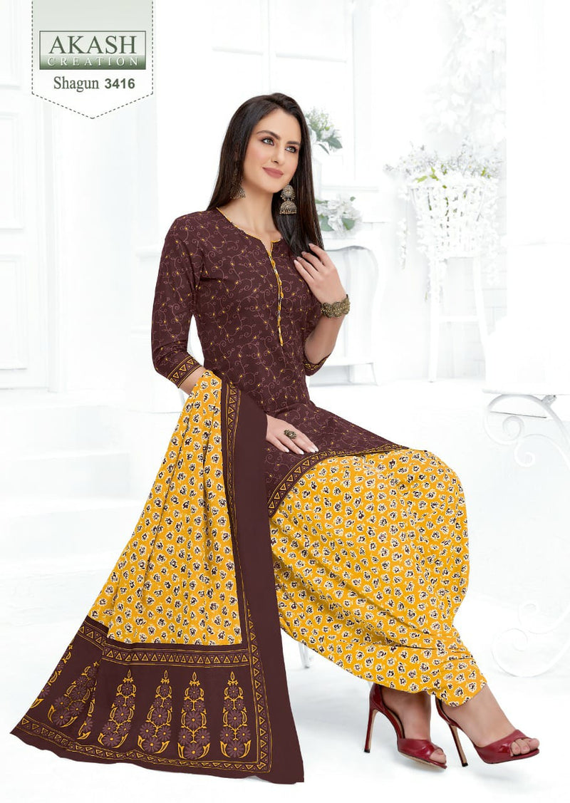 Akash Creation Shagun Vol 34 Pure Cotton With Fancy Work Stylish Designer Casual Look Salwar Kameez