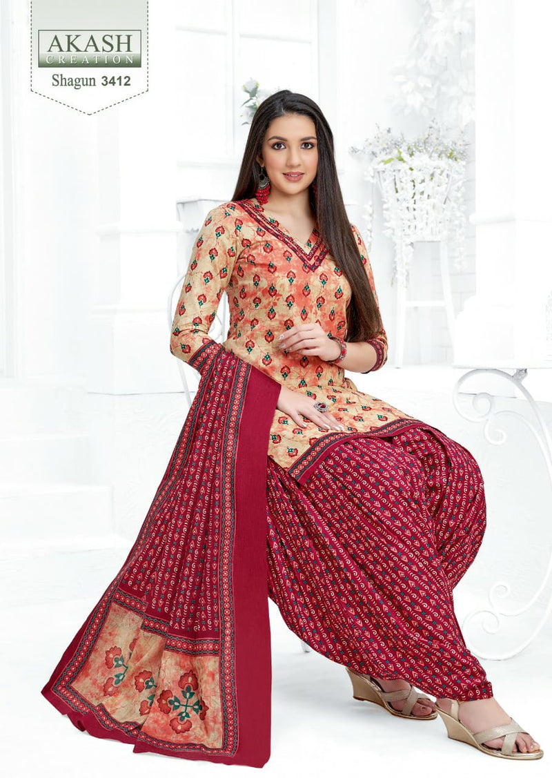 Akash Creation Shagun Vol 34 Pure Cotton With Fancy Work Stylish Designer Casual Look Salwar Kameez