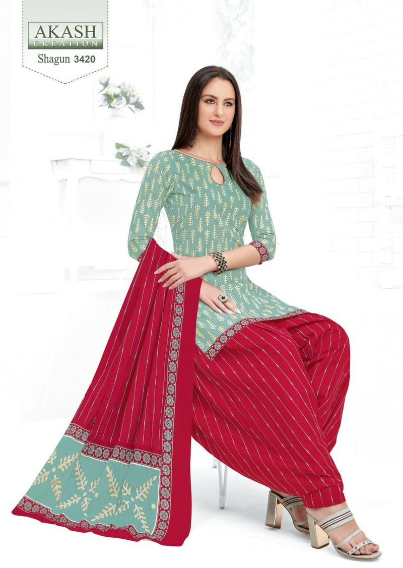 Akash Creation Shagun Vol 34 Pure Cotton With Fancy Work Stylish Designer Casual Look Salwar Kameez