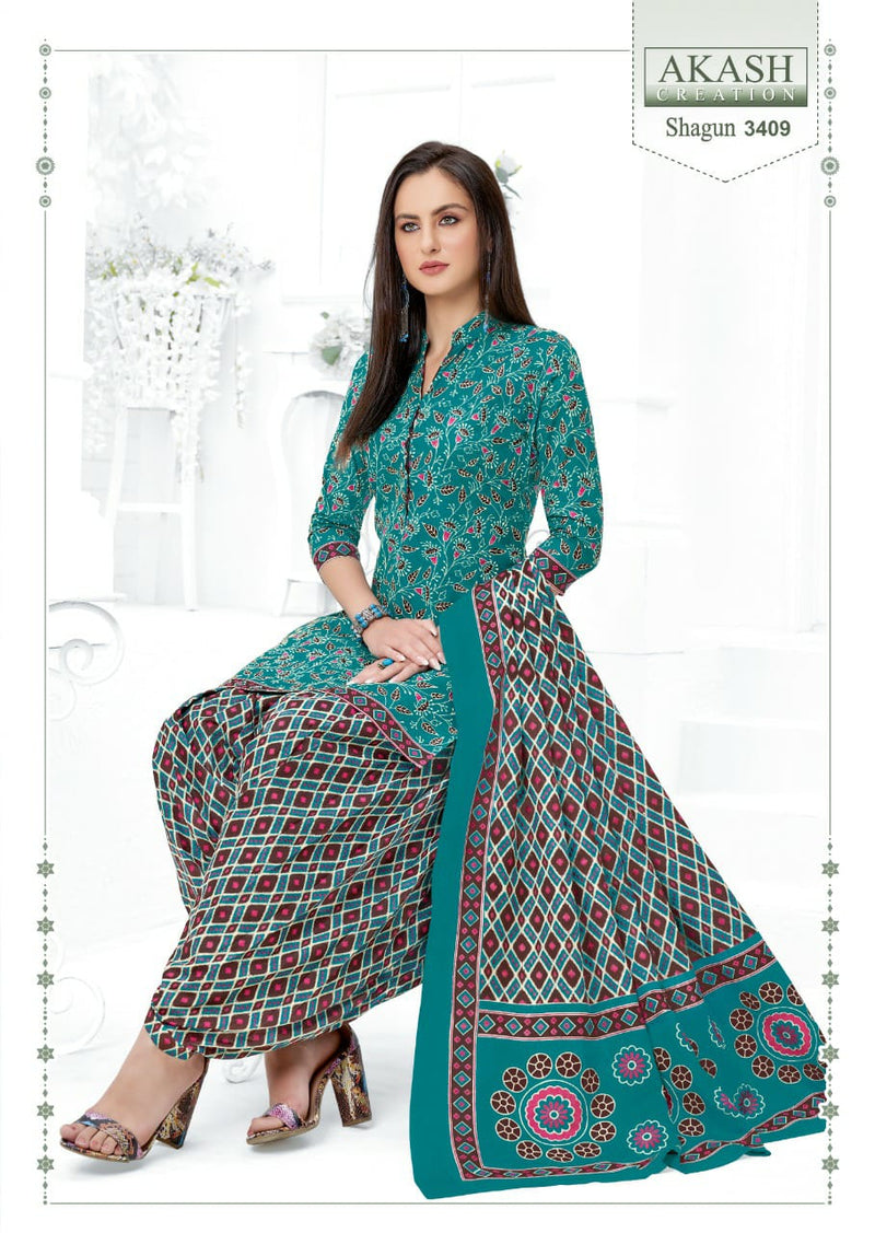 Akash Creation Shagun Vol 34 Pure Cotton With Fancy Work Stylish Designer Casual Look Salwar Kameez