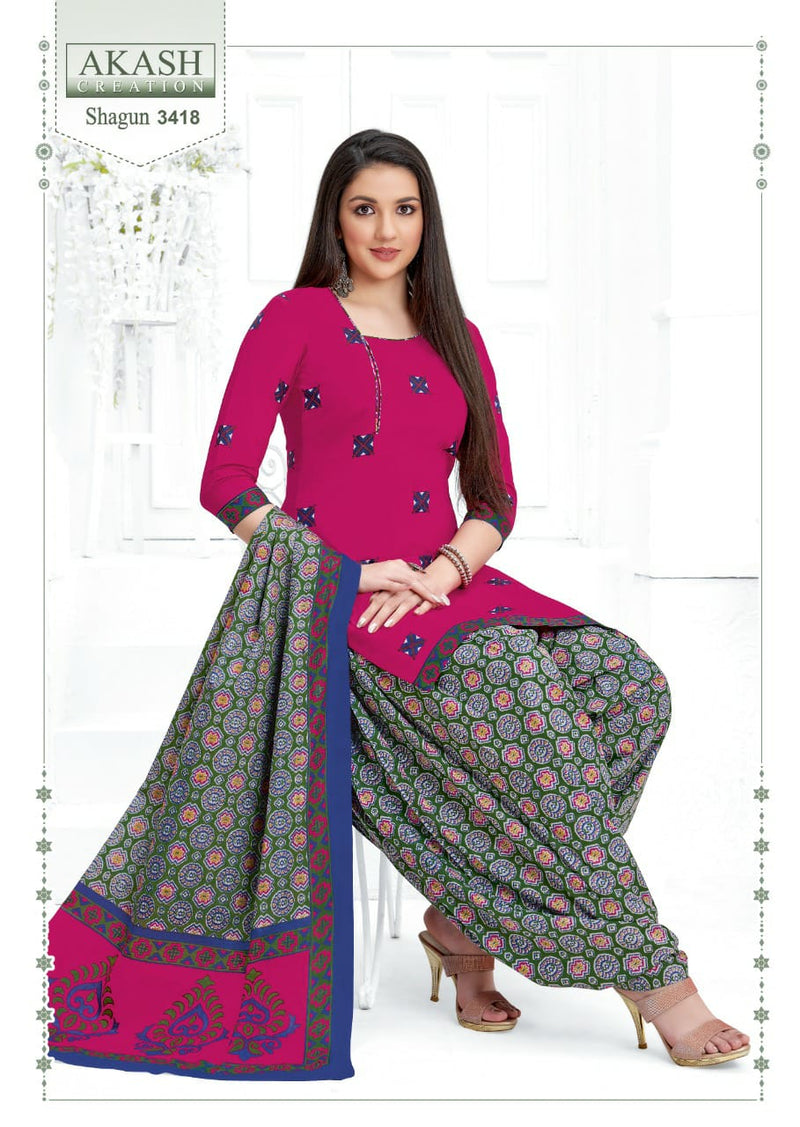 Akash Creation Shagun Vol 34 Pure Cotton With Fancy Work Stylish Designer Casual Look Salwar Kameez