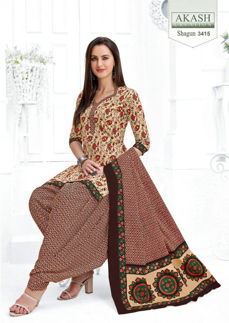 Akash Creation Shagun Vol 34 Pure Cotton With Fancy Work Stylish Designer Casual Look Salwar Kameez