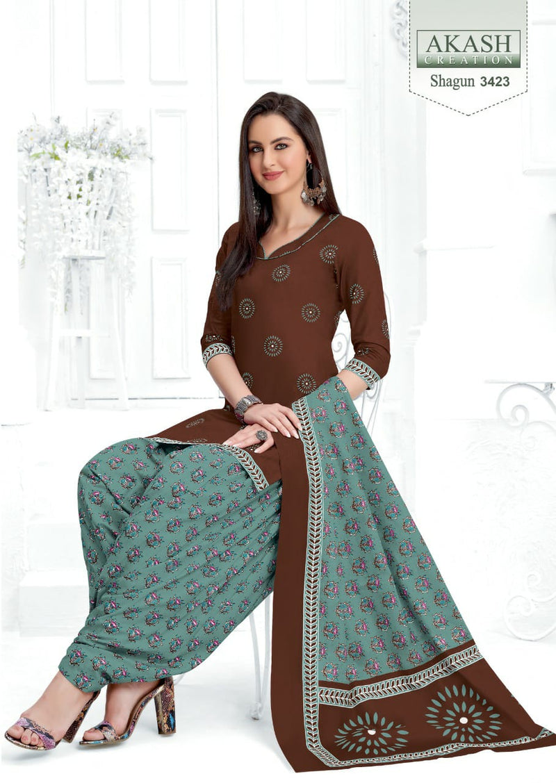Akash Creation Shagun Vol 34 Pure Cotton With Fancy Work Stylish Designer Casual Look Salwar Kameez