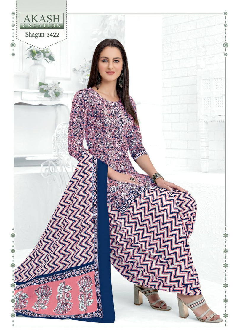 Akash Creation Shagun Vol 34 Pure Cotton With Fancy Work Stylish Designer Casual Look Salwar Kameez