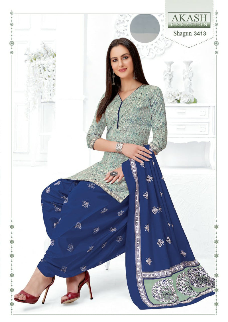 Akash Creation Shagun Vol 34 Pure Cotton With Fancy Work Stylish Designer Casual Look Salwar Kameez
