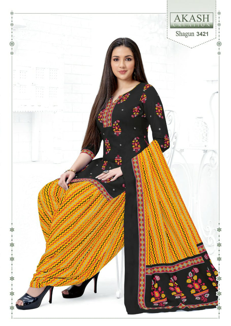 Akash Creation Shagun Vol 34 Pure Cotton With Fancy Work Stylish Designer Casual Look Salwar Kameez