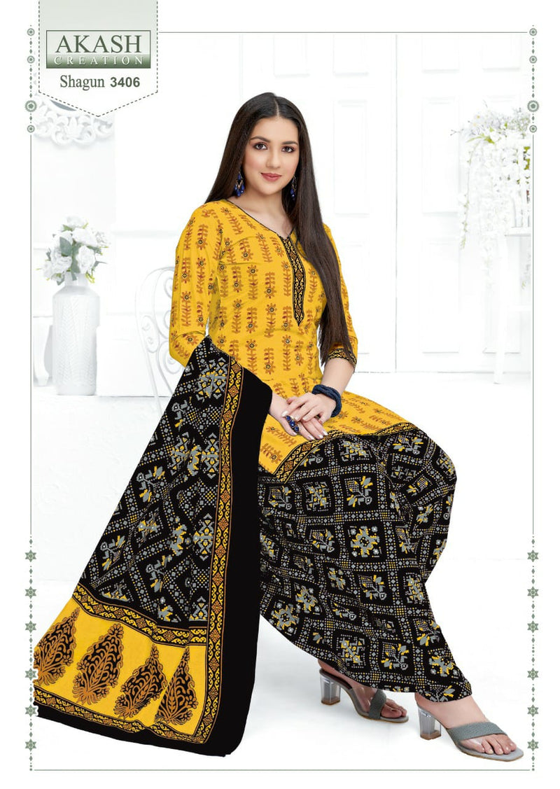 Akash Creation Shagun Vol 34 Pure Cotton With Fancy Work Stylish Designer Casual Look Salwar Kameez