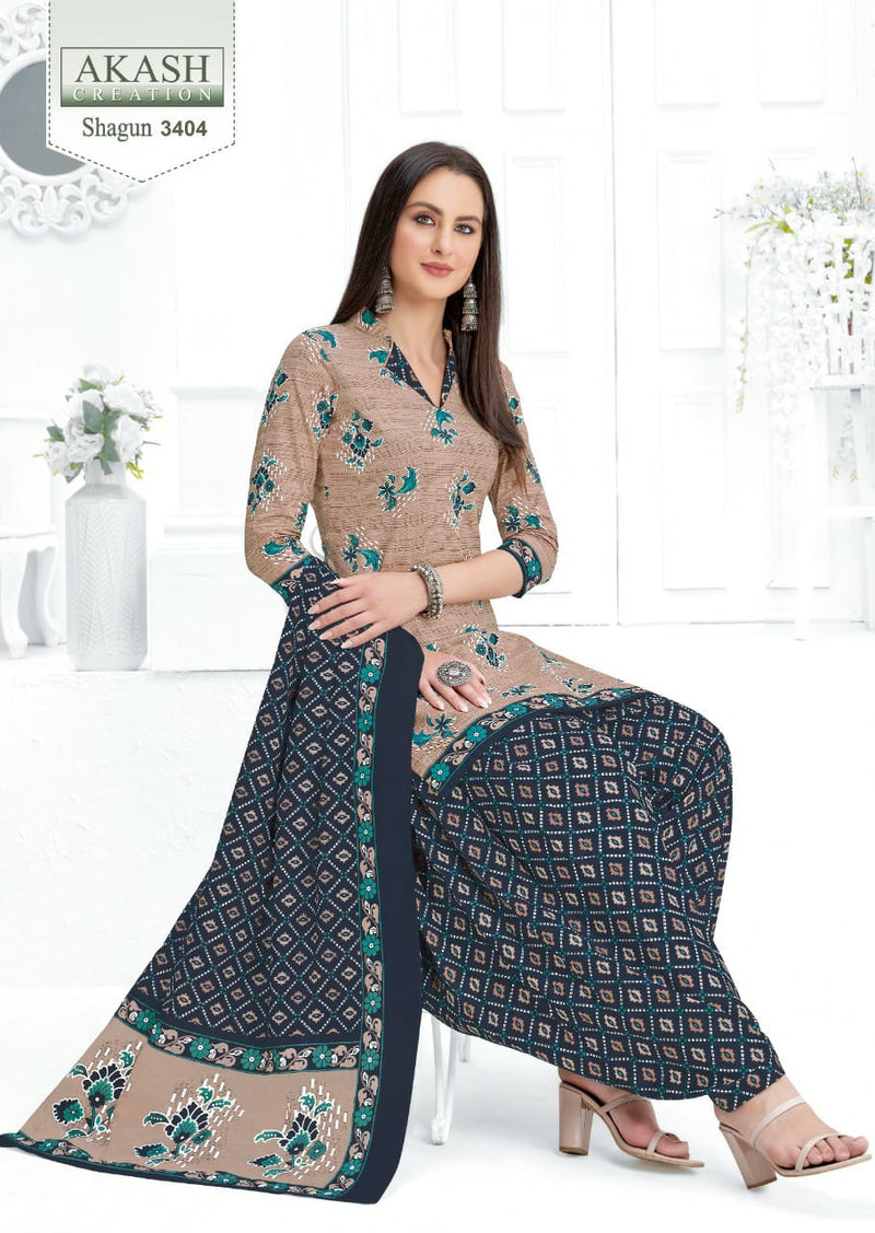 Akash Creation Shagun Vol 34 Pure Cotton With Fancy Work Stylish Designer Casual Look Salwar Kameez