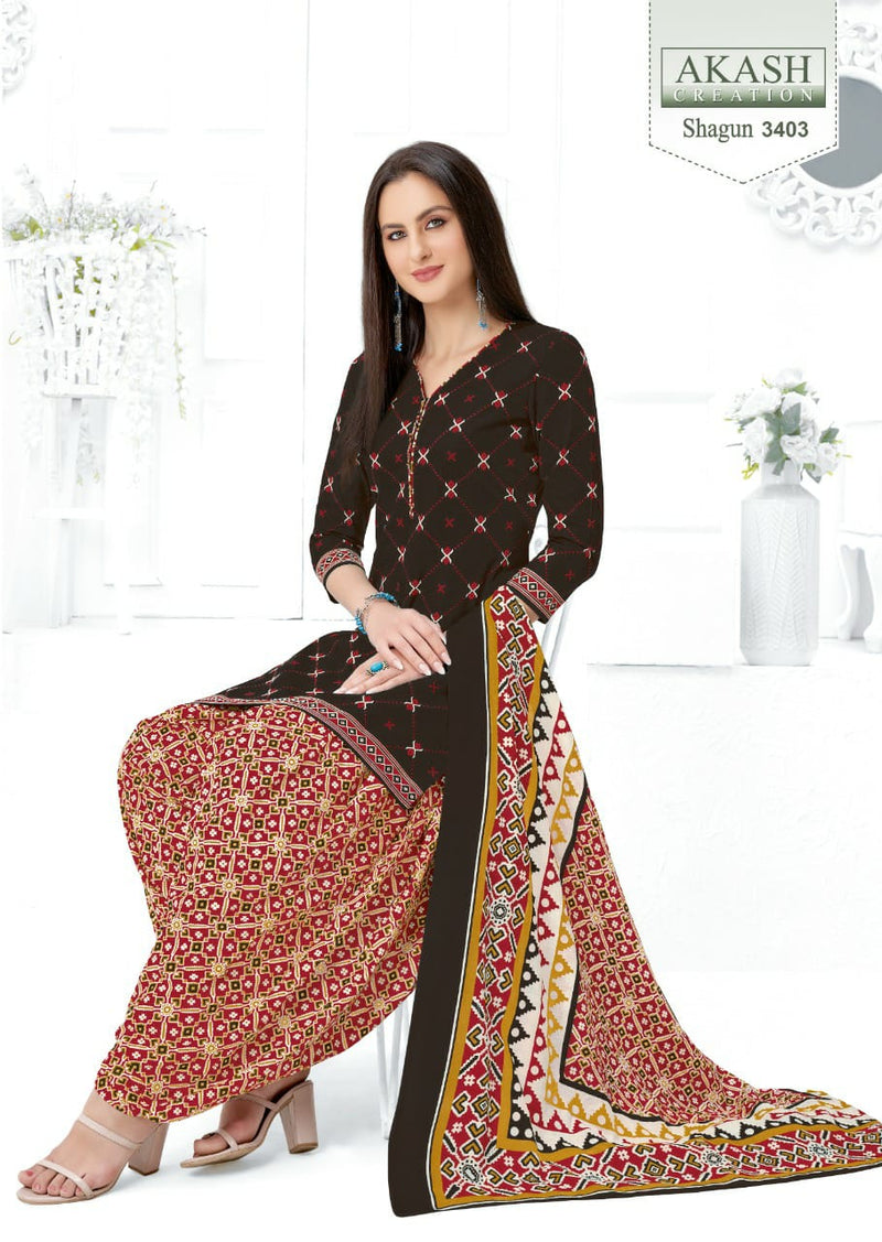 Akash Creation Shagun Vol 34 Pure Cotton With Fancy Work Stylish Designer Casual Look Salwar Kameez