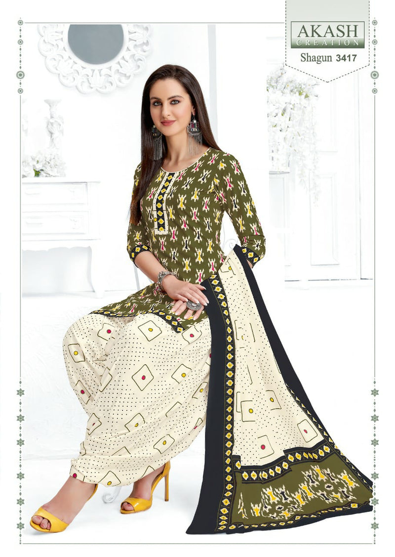 Akash Creation Shagun Vol 34 Pure Cotton With Fancy Work Stylish Designer Casual Look Salwar Kameez