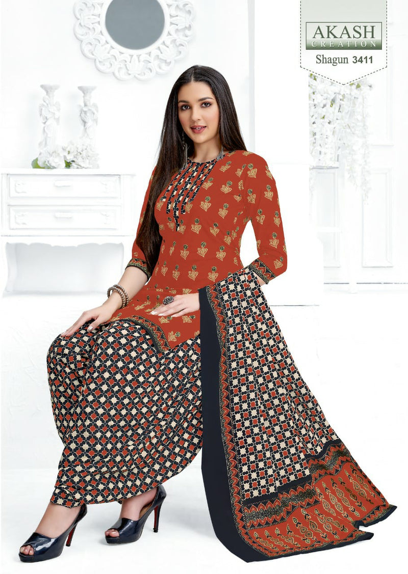 Akash Creation Shagun Vol 34 Pure Cotton With Fancy Work Stylish Designer Casual Look Salwar Kameez