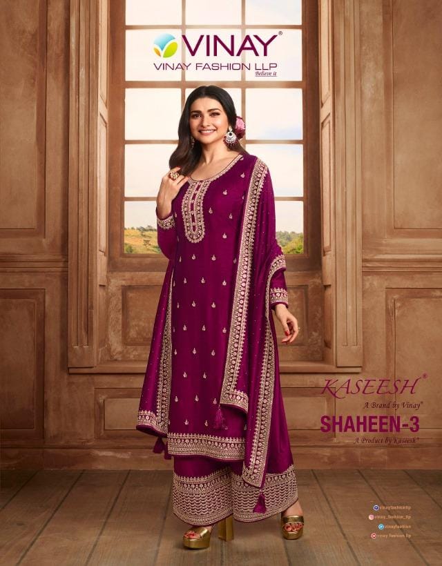 Vinay Fashion Shaheen Vol 3 Georgette With Heavy Embroidery Work Stylish Designer Festive Wear Salwar Kameez