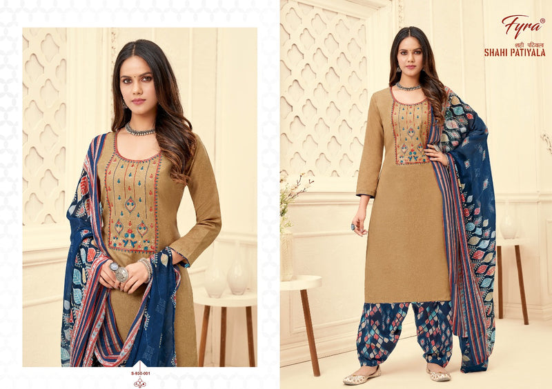 Fyra Shahi Patiyala Pure Cotton Printed Work Stylish Designer Casual Look Salwar Suit