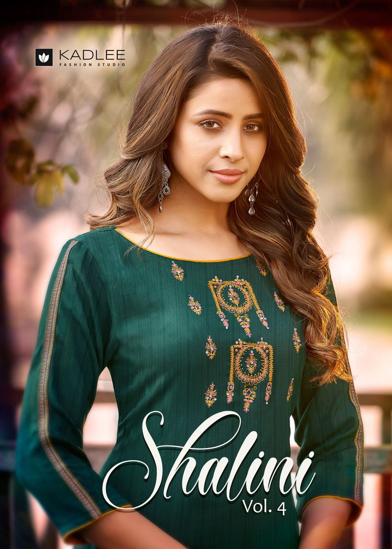 Kadlee Fashion Shalinee Vol 4 Nylon Viscose Fancy Party Wear Kurtis With Pant