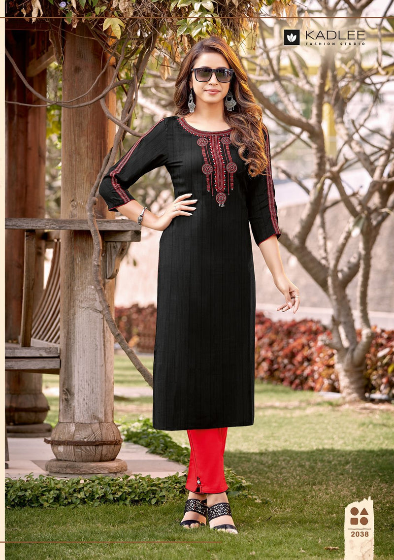 Kadlee Fashion Shalinee Vol 4 Nylon Viscose Fancy Party Wear Kurtis With Pant