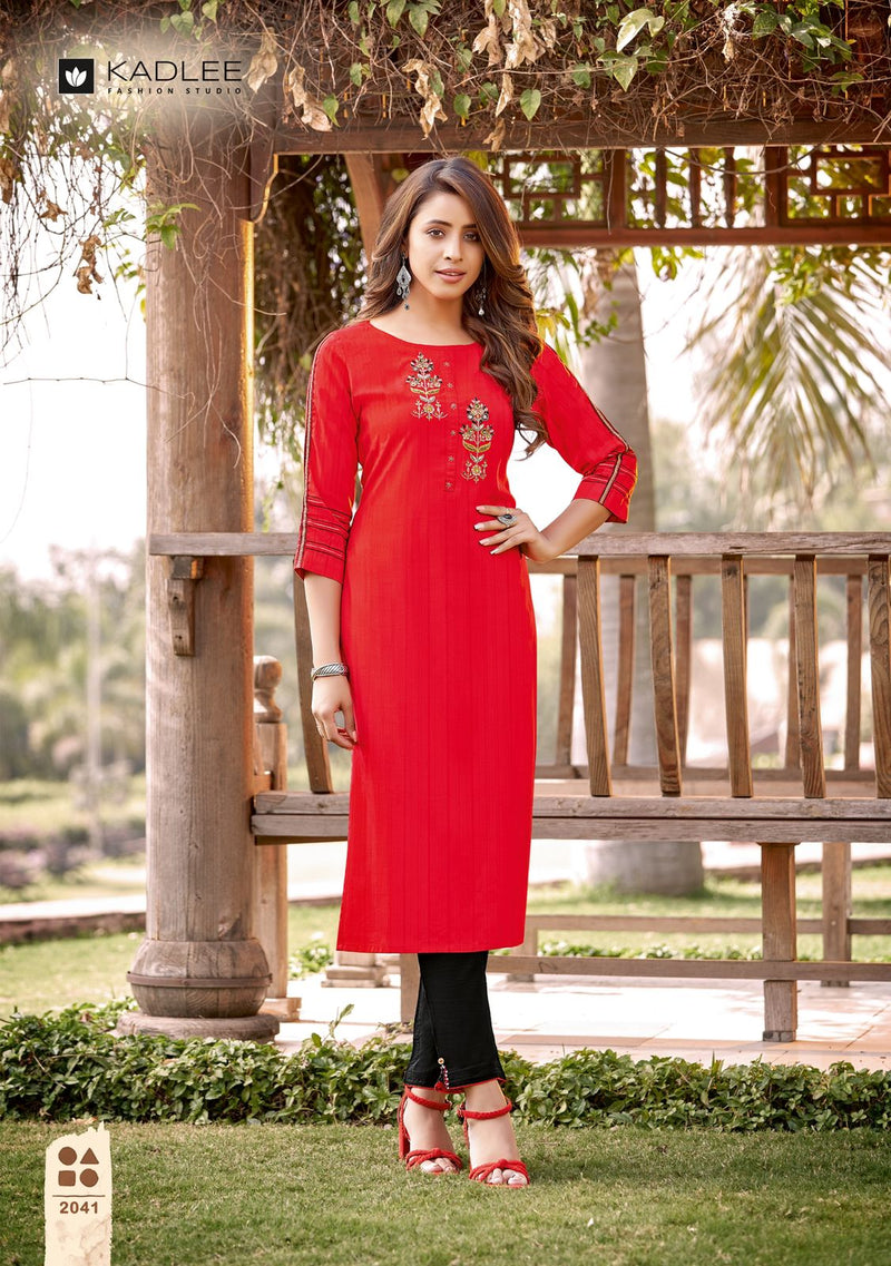Kadlee Fashion Shalinee Vol 4 Nylon Viscose Fancy Party Wear Kurtis With Pant