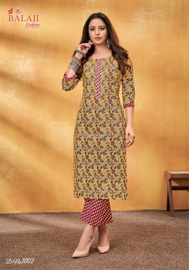 Balaji Shanaya Pure Cotton With Printed Work Stylish Designer Casual Look Fancy Kurti