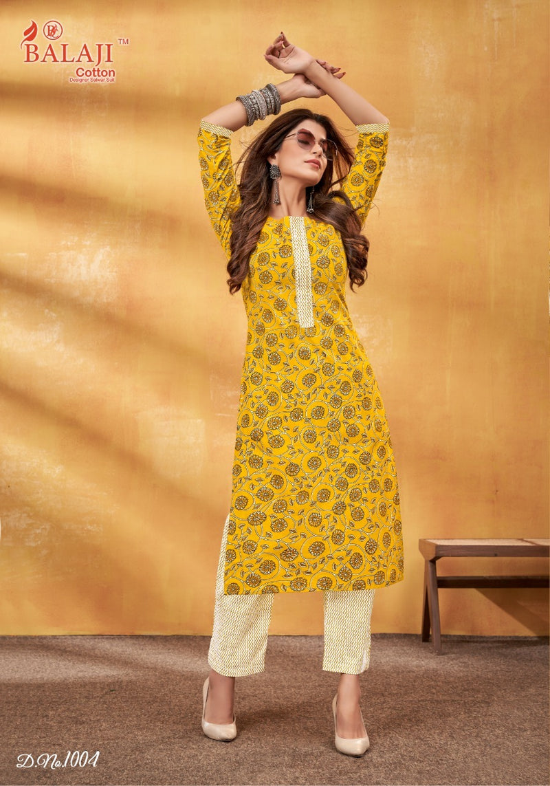 Balaji Shanaya Pure Cotton With Printed Work Stylish Designer Casual Look Fancy Kurti