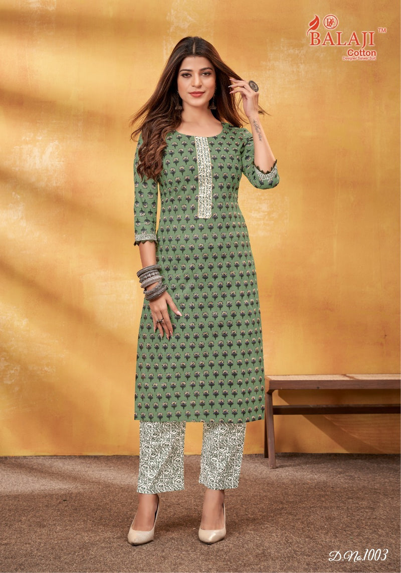 Balaji Shanaya Pure Cotton With Printed Work Stylish Designer Casual Look Fancy Kurti