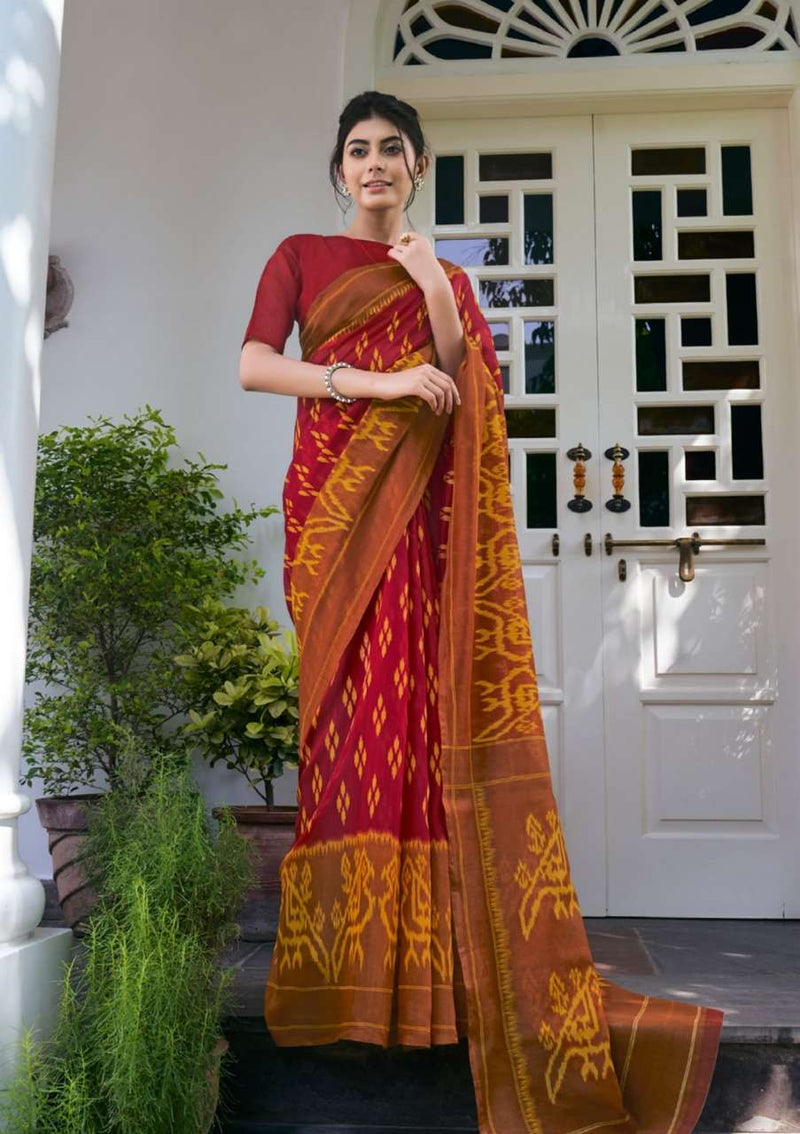 Shangrila Creation Mulmul Cotton Vol 4  Presents Ikkat Handloom Prints Collection Sarees