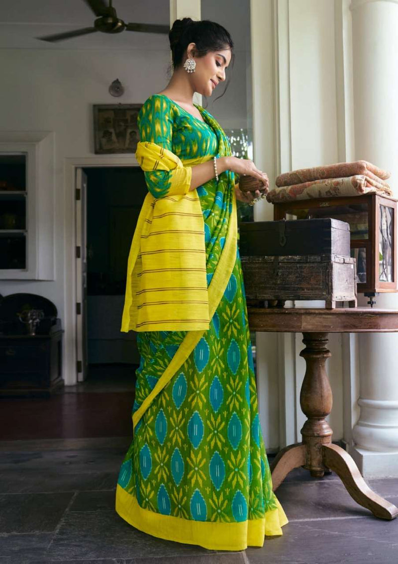 Shangrila Creation Mulmul Cotton Vol 4  Presents Ikkat Handloom Prints Collection Sarees