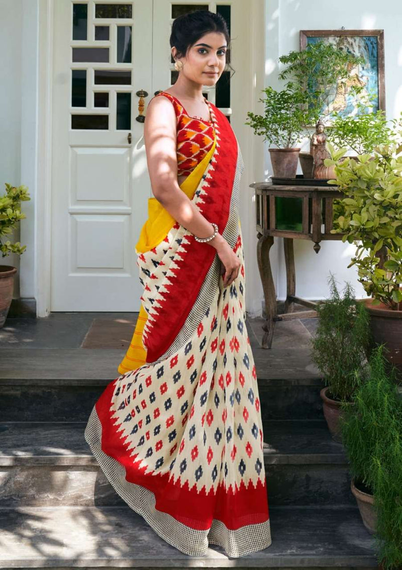 Shangrila Creation Mulmul Cotton Vol 4  Presents Ikkat Handloom Prints Collection Sarees