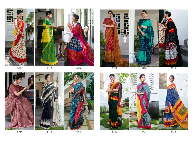 Shangrila Creation Mulmul Cotton Vol 4  Presents Ikkat Handloom Prints Collection Sarees