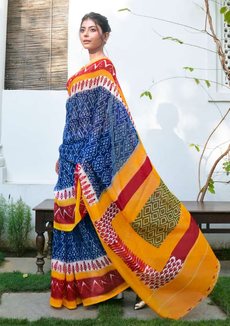 Shangrila Creation Mulmul Cotton Vol 4  Presents Ikkat Handloom Prints Collection Sarees
