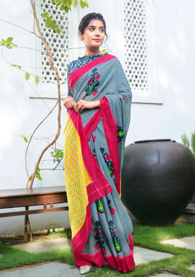 Shangrila Creation Mulmul Cotton Vol 4  Presents Ikkat Handloom Prints Collection Sarees