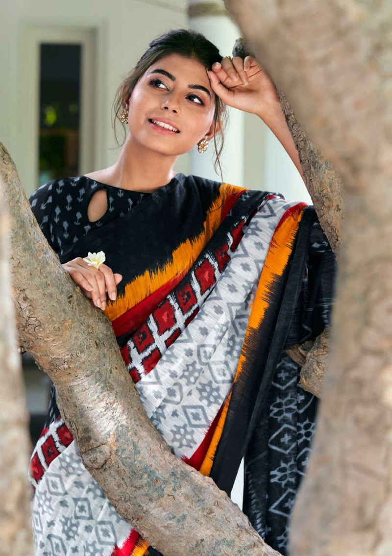 Shangrila Creation Mulmul Cotton Vol 4  Presents Ikkat Handloom Prints Collection Sarees