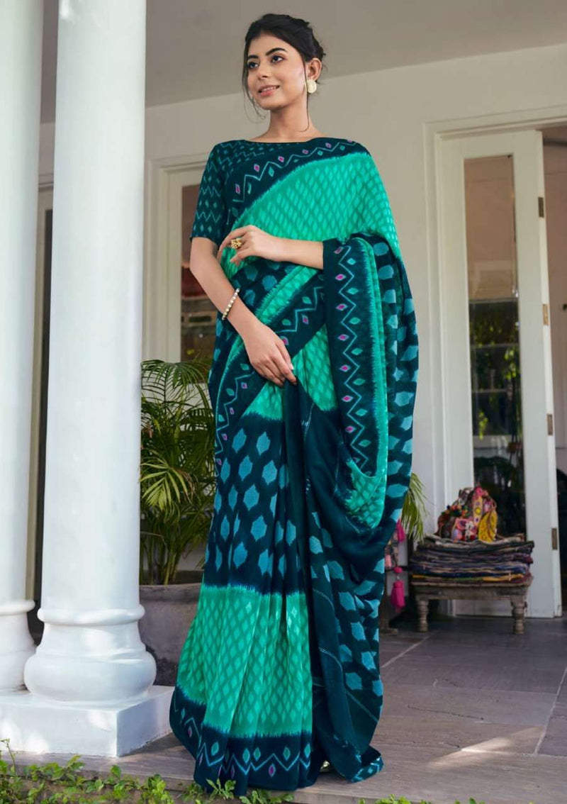 Shangrila Creation Mulmul Cotton Vol 4  Presents Ikkat Handloom Prints Collection Sarees