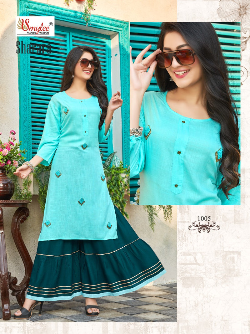 Smylee Fashion Sharara Launched Stylish  Fancy  Party Wear Kurtis With Sharara