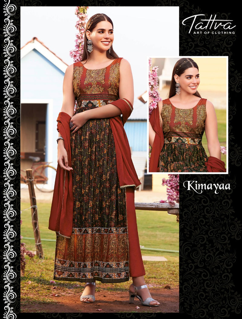 Tattva Sharmili Silk With Heavy Printed Work Stylish Designer Festive Wear Fancy Kurti
