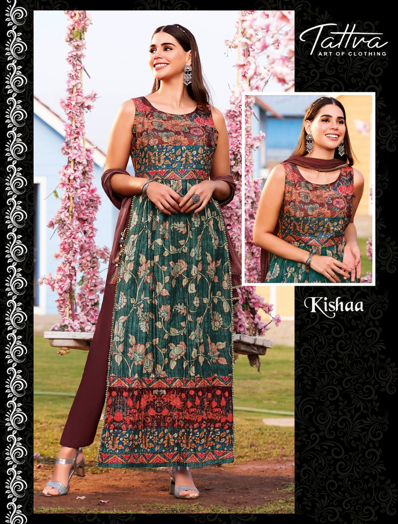 Tattva Sharmili Silk With Heavy Printed Work Stylish Designer Festive Wear Fancy Kurti