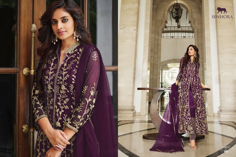 Senhora Sharmin Butterfly Net Heavy Embroidery Work Party Wear Fancy Salwar Kameez