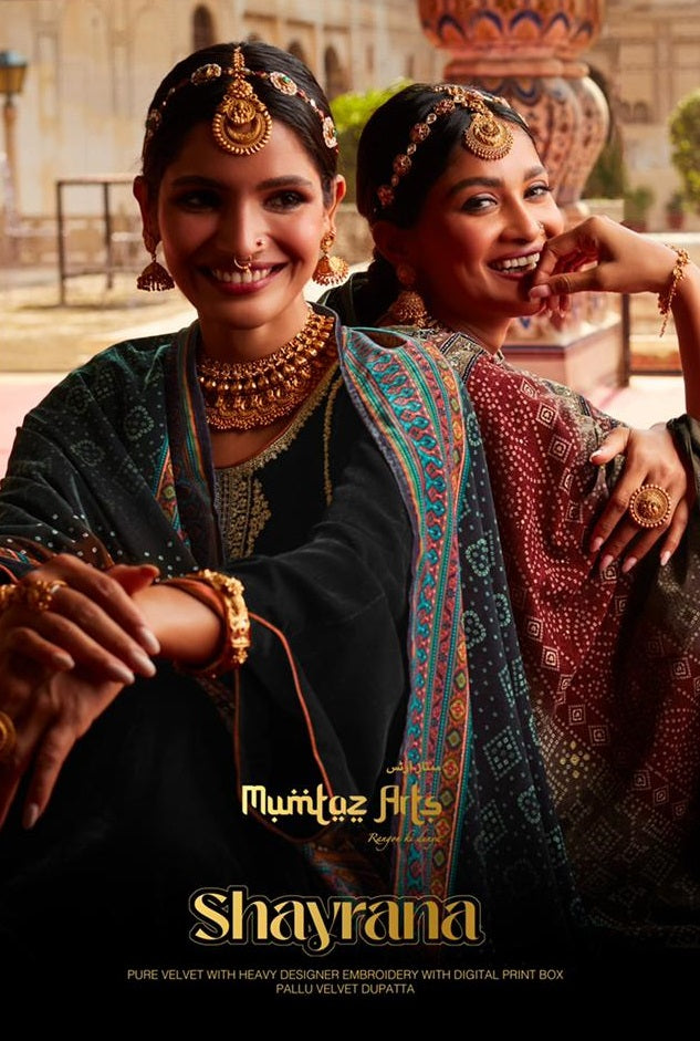 Mumtaz Shayrana Velvet With Heavy Embroidery Work Stylish Designer Festive Wear Salwar Kameez