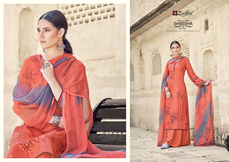 Zulfat Designer Suits Sheesha Jam Cotton Festive Wear Salwar Suits