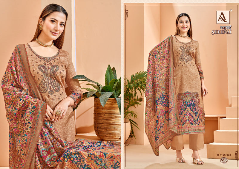 Alok Suits Shehnai Jam Cotton Digital Print Kashmiri Embroidery Swarovski Diamond Work Printed Designer Salwar Suit