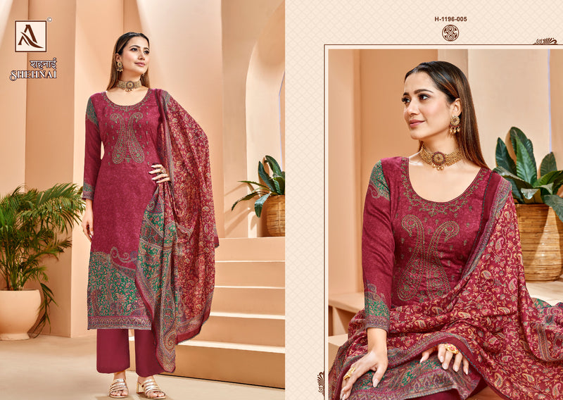 Alok Suits Shehnai Jam Cotton Digital Print Kashmiri Embroidery Swarovski Diamond Work Printed Designer Salwar Suit