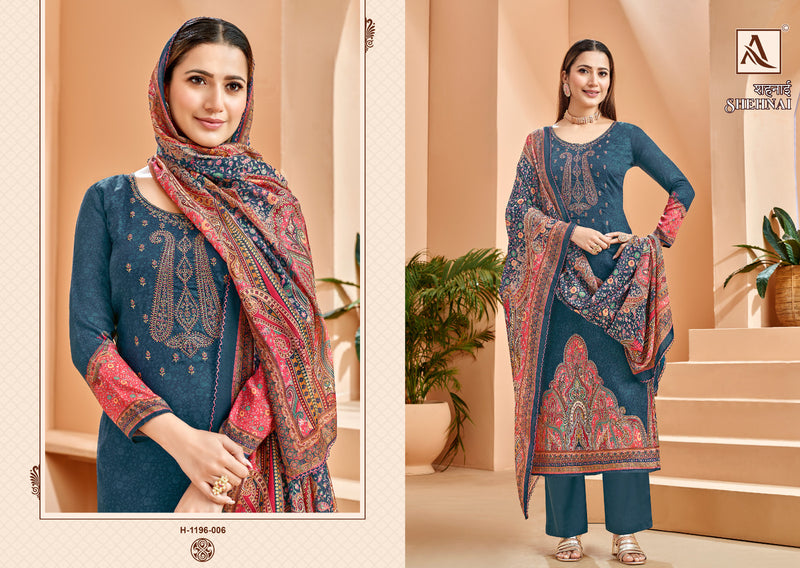 Alok Suits Shehnai Jam Cotton Digital Print Kashmiri Embroidery Swarovski Diamond Work Printed Designer Salwar Suit