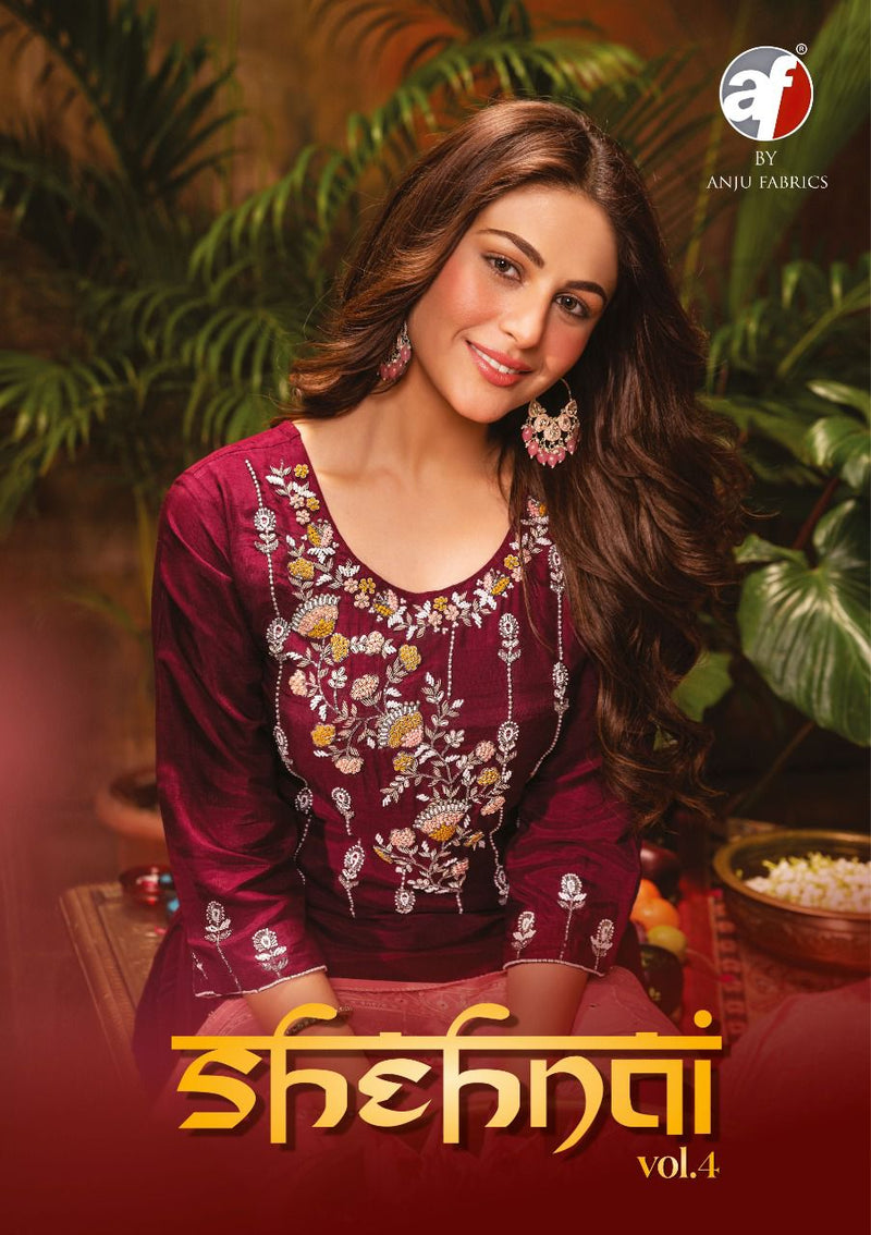 Anju Fabs Shehnai Vol 4 Viscose With Heavy Embroidery Work Stylish Designer Party Wear Fancy Kurti