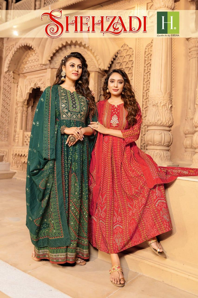 Hirwa Shehzadi Heavy Rayon Foil Print Fancy Dsigner Wear Kurti