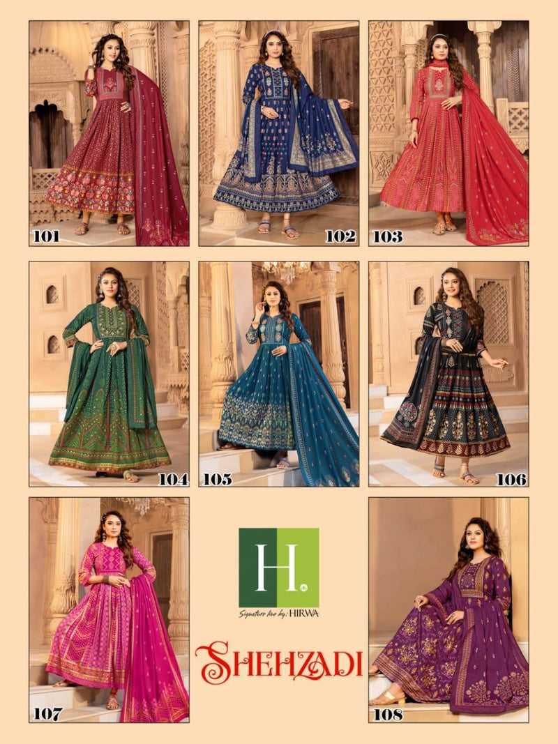 Hirwa Shehzadi Heavy Rayon Foil Print Fancy Dsigner Wear Kurti